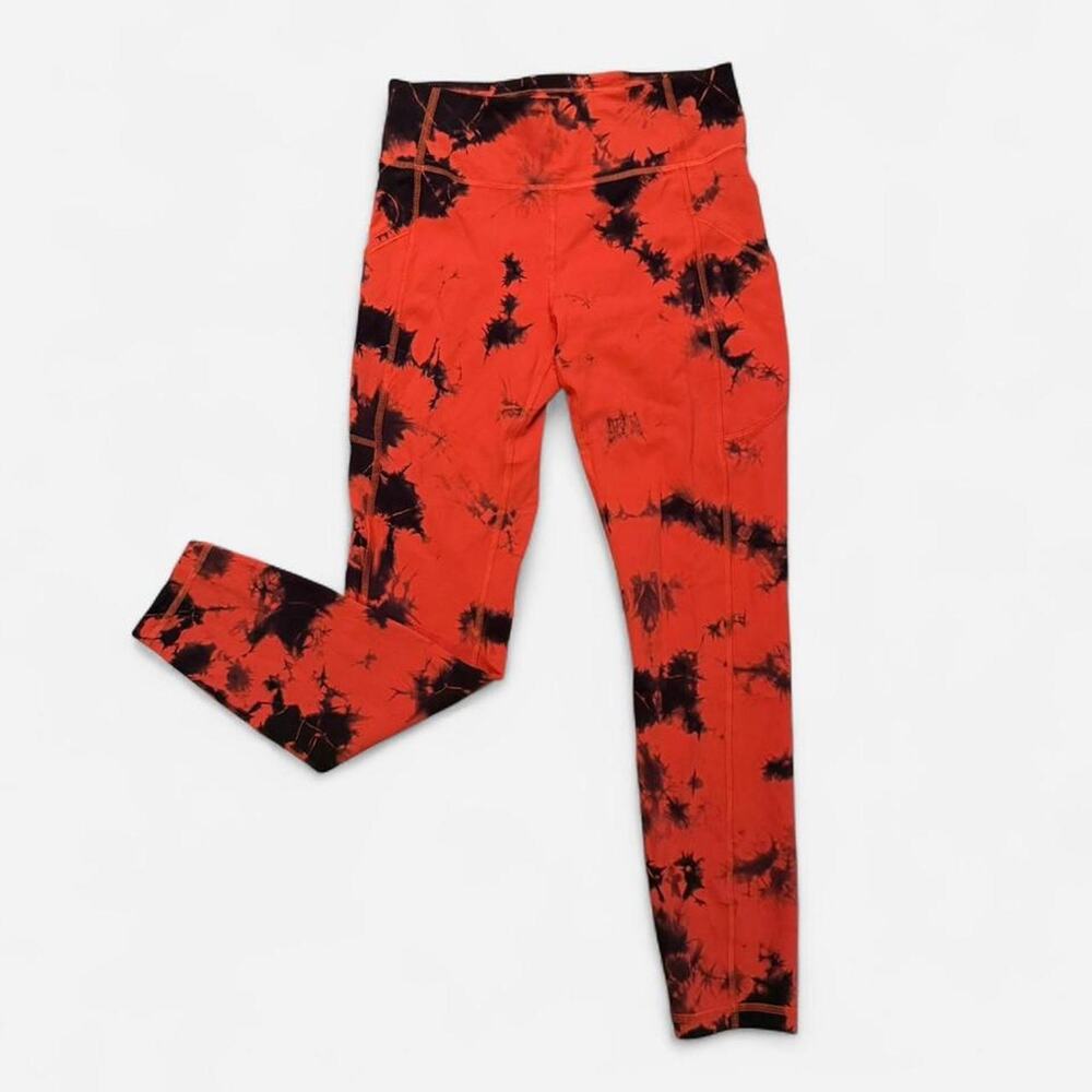 Lululemon red and black tie dye leggings